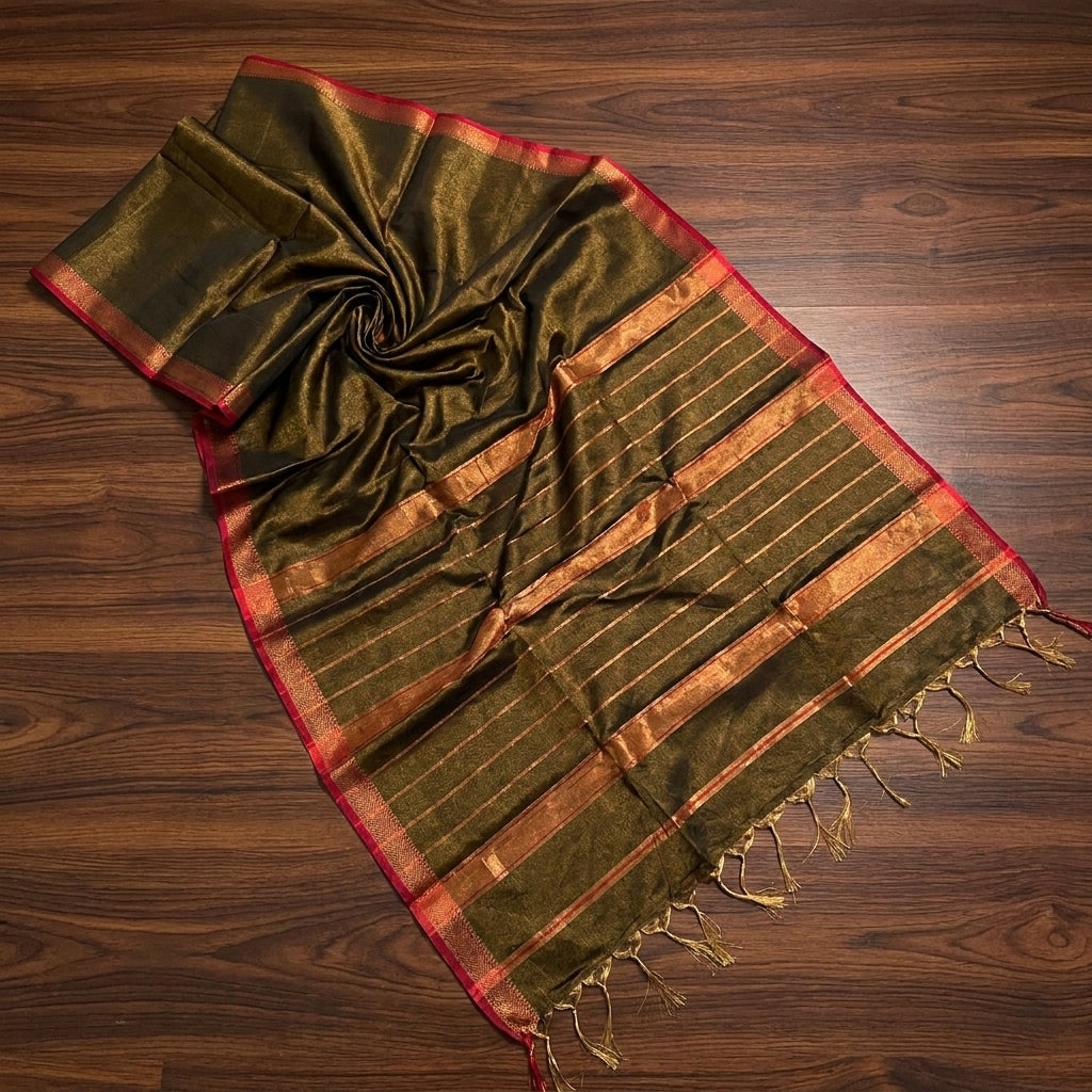 Roudro Chhowa Maheshwari Tissue silk saree