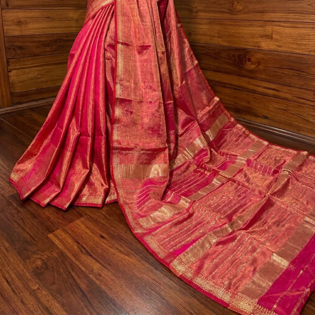 Roudro Chhowa Maheshwari Tissue silk saree