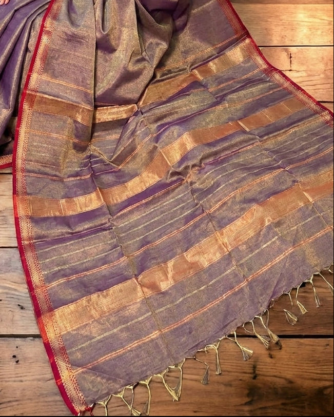 Roudro Chhowa Maheshwari Tissue silk saree