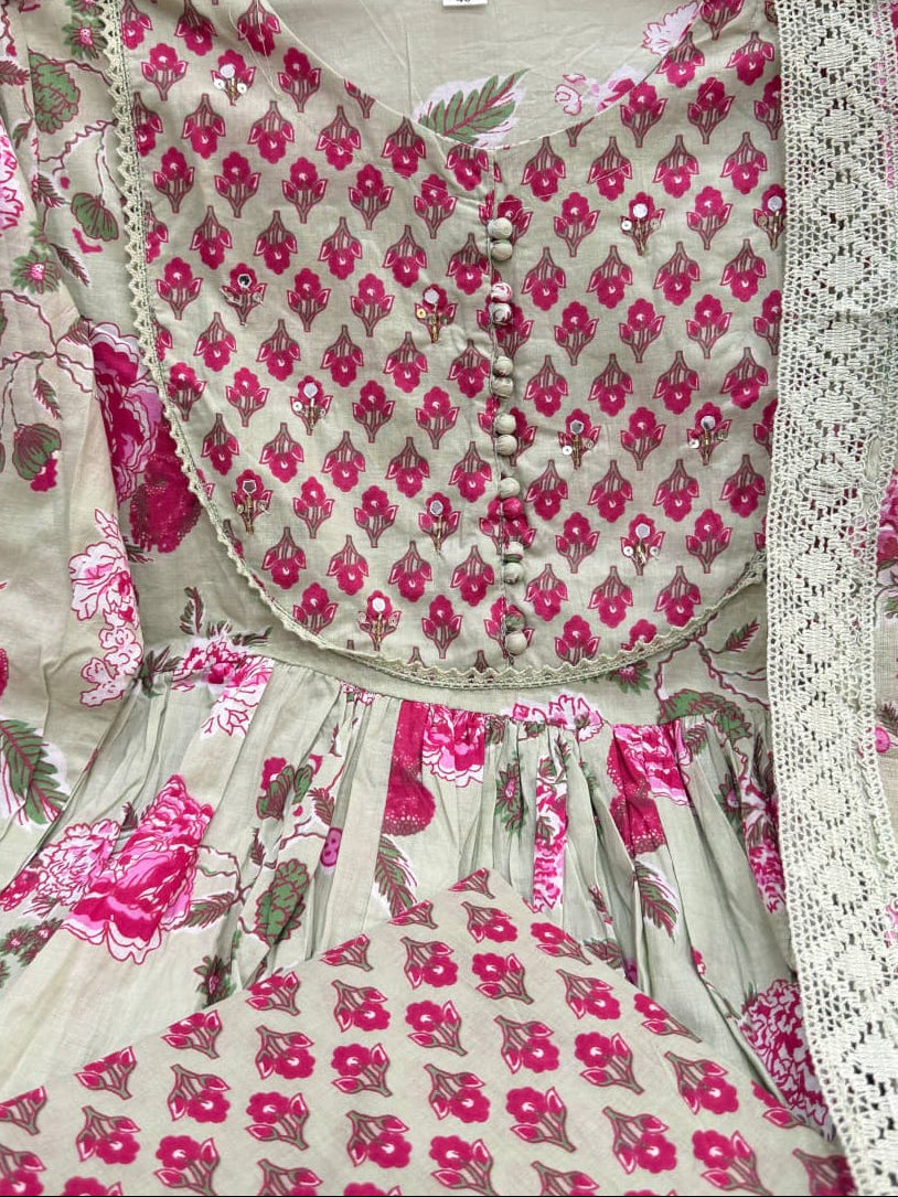 Petal Paradise Cotton Suit Set
