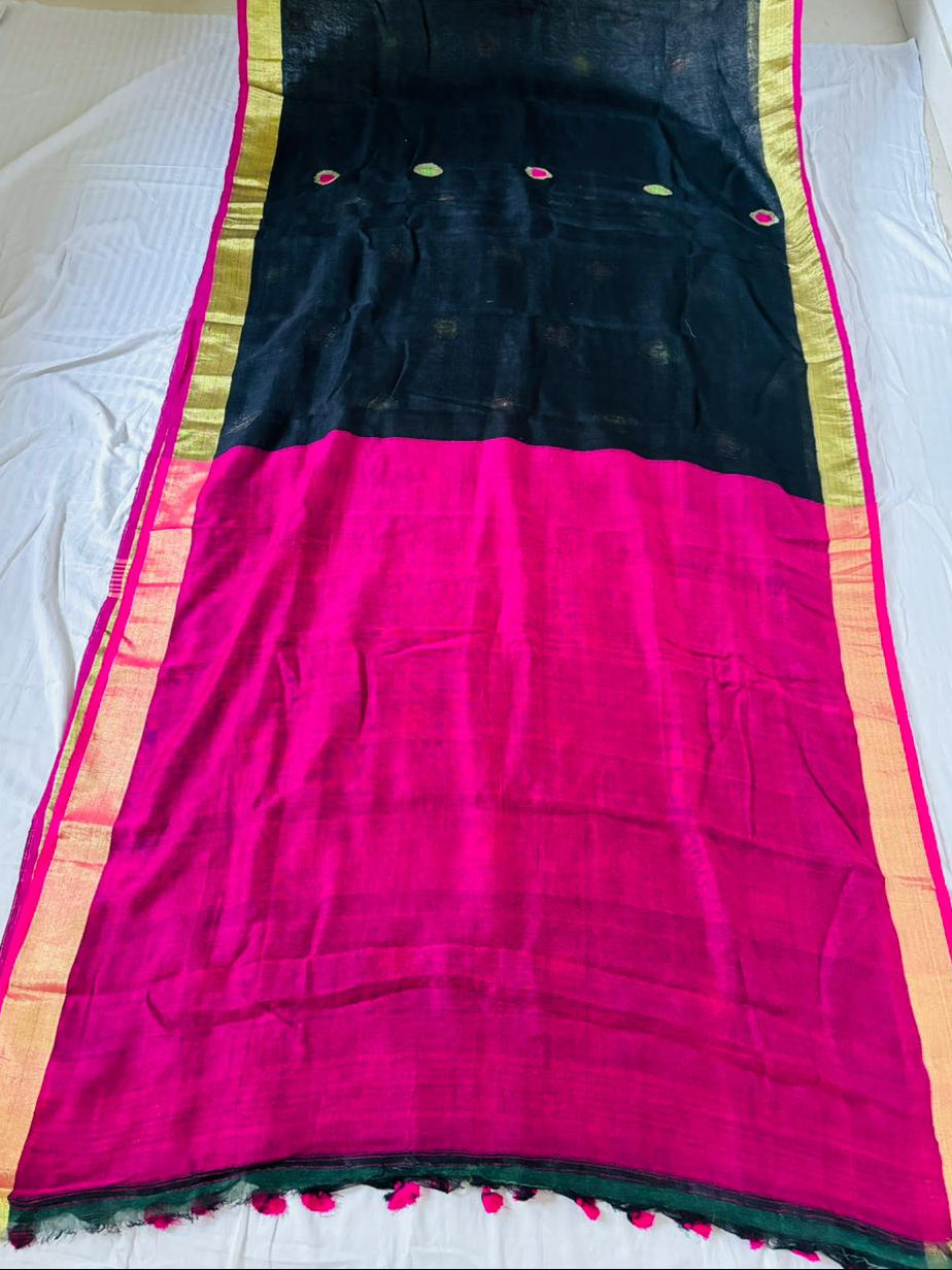 The Bengal Loom- Linen Jamdani Saree