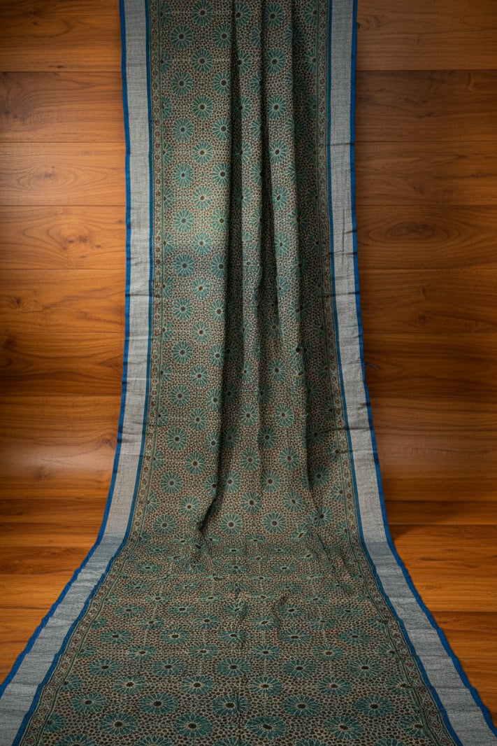 Ajrakhvaani - Linen Saree