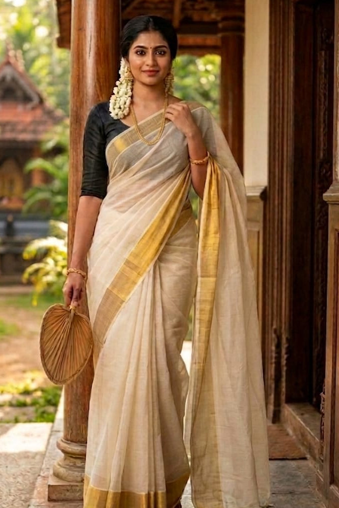 Golden Pearl-Cotton Saree