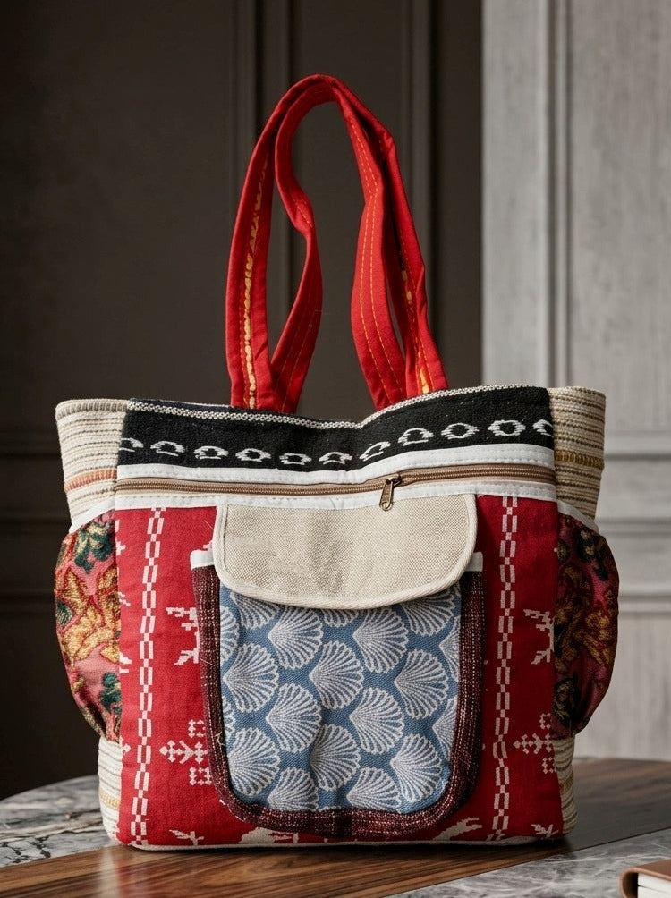 Carry Them Beautifully - Patchwork Oversized Tote Bag
