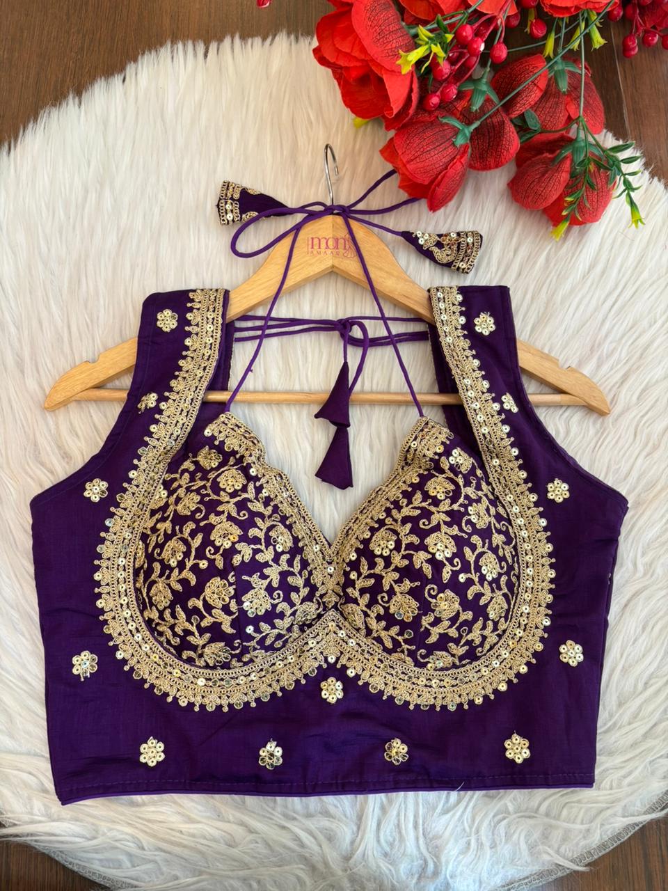 The Royal Orchid Designer Vichitra Silk Blouse