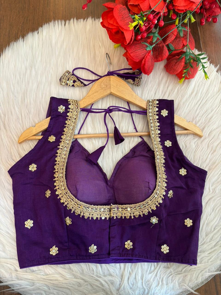 The Royal Orchid Designer Vichitra Silk Blouse