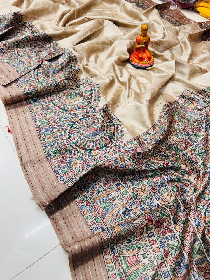 Madhubani Mohona Exclusive Katha Tassar Saree