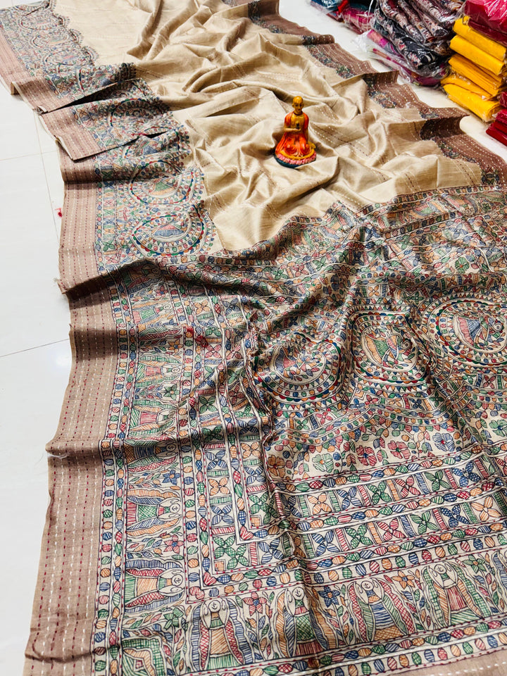 Madhubani Mohona Exclusive Katha Tassar Saree