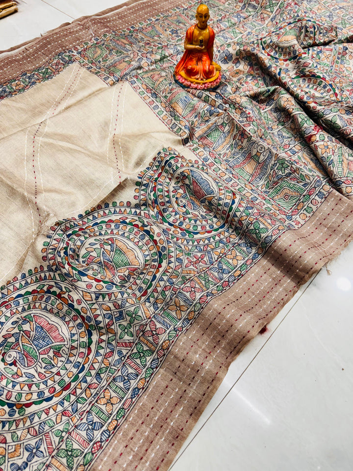 Madhubani Mohona Exclusive Katha Tassar Saree