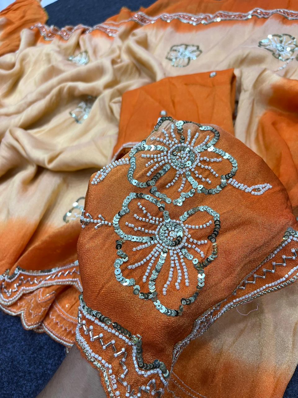 Sunset Ombre Cosmos Fancy Silk Saree