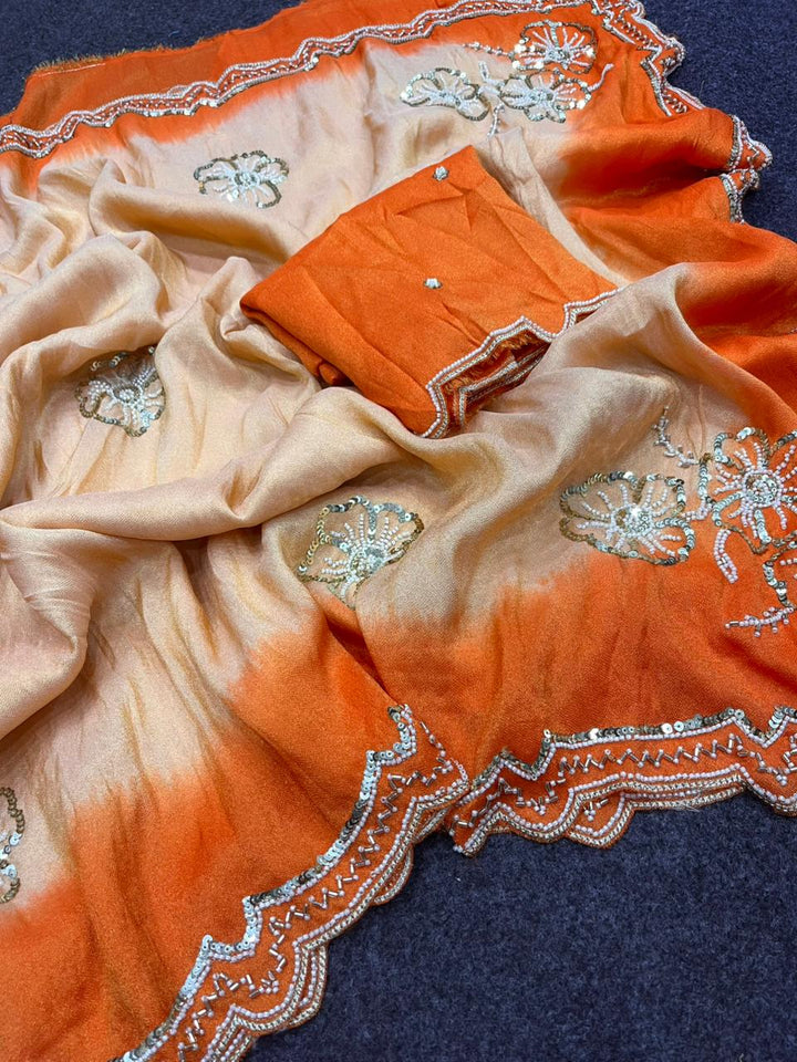 Sunset Ombre Cosmos Fancy Silk Saree