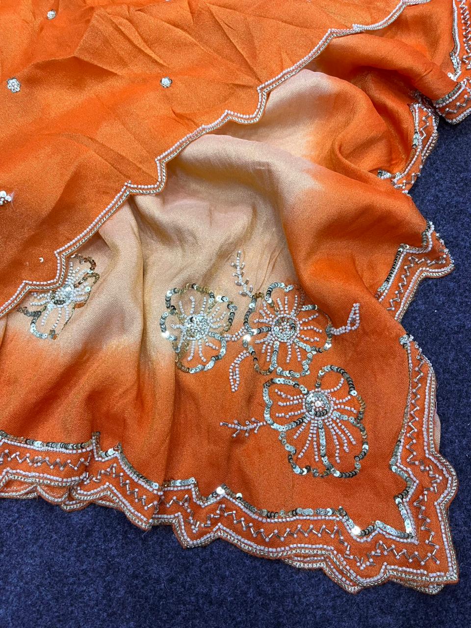 Sunset Ombre Cosmos Fancy Silk Saree