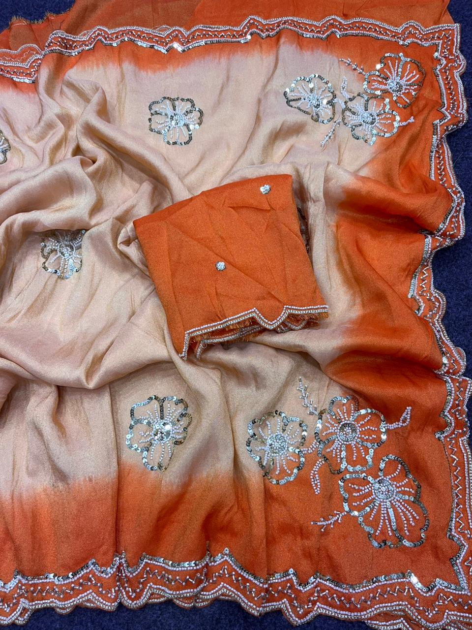 Sunset Ombre Cosmos Fancy Silk Saree
