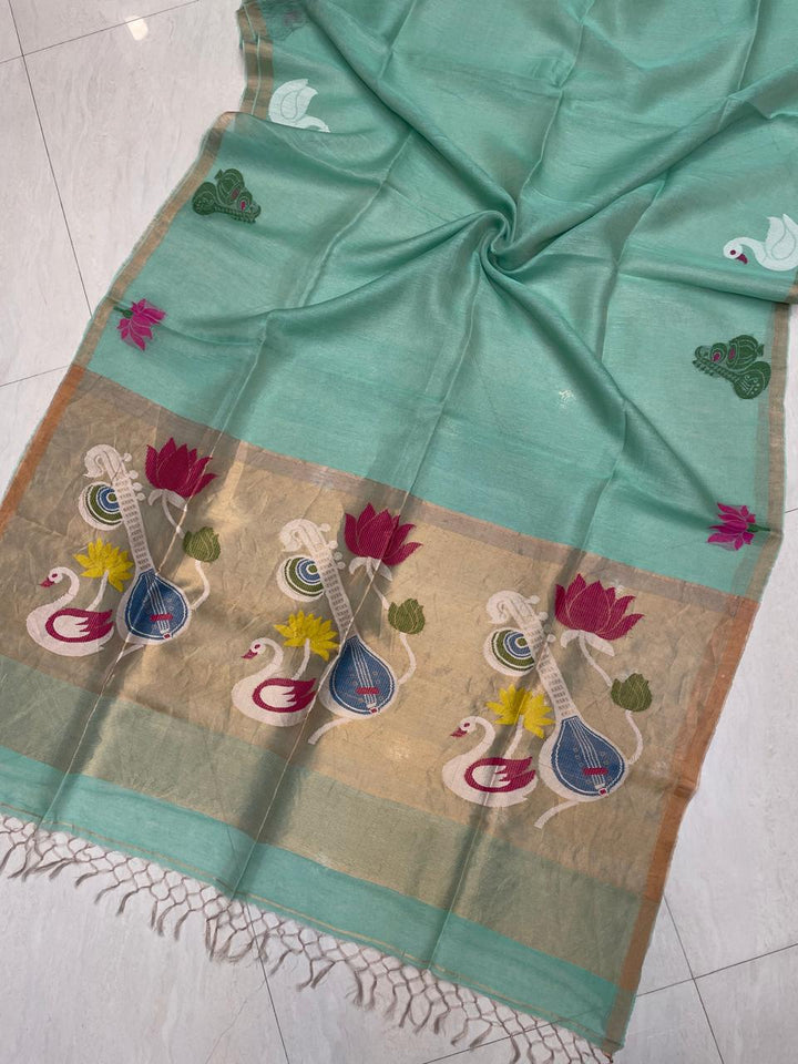 Beena Bandana Tissu Paithani Silk Linen Banarasi Saree