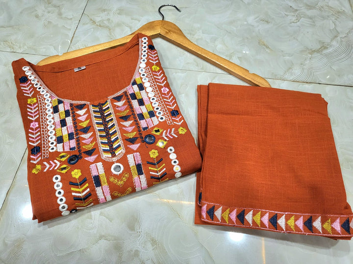 Ocean Bloom Cotton Kurti Set
