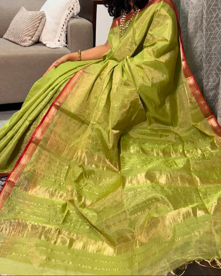 Roudro Chhowa Maheshwari Tissue silk saree