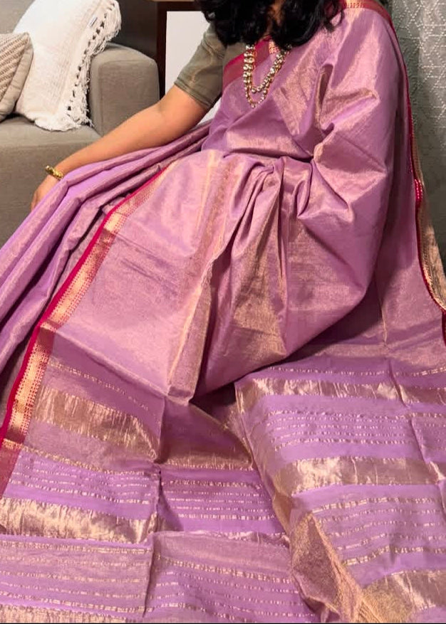 Roudro Chhowa Maheshwari Tissue silk saree