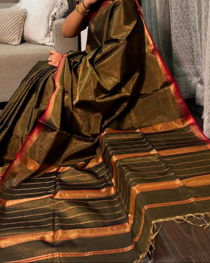 Roudro Chhowa Maheshwari Tissue silk saree