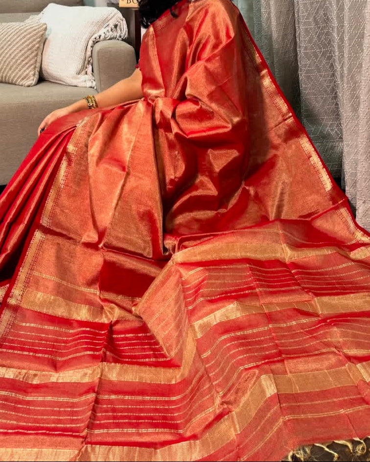 Roudro Chhowa Maheshwari Tissue silk saree