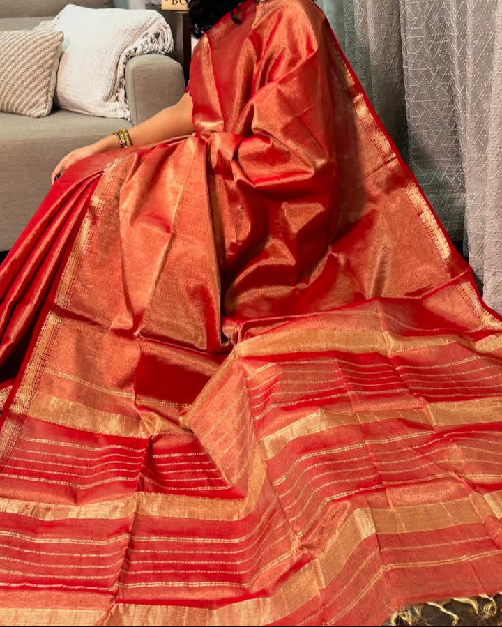 Roudro Chhowa Maheshwari Tissue silk saree