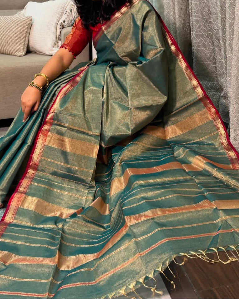 Roudro Chhowa Maheshwari Tissue silk saree