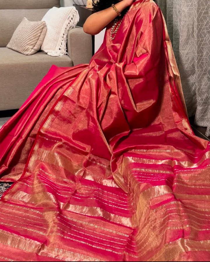 Roudro Chhowa Maheshwari Tissue silk saree