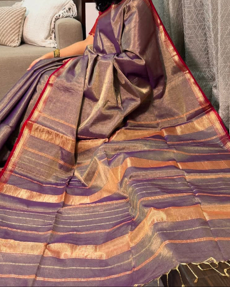 Roudro Chhowa Maheshwari Tissue silk saree
