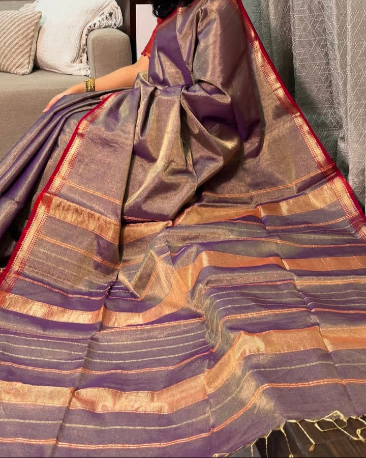 Roudro Chhowa Maheshwari Tissue silk saree