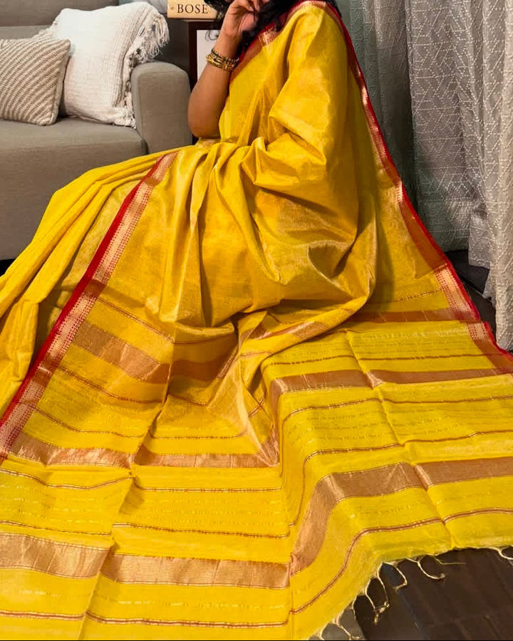 Roudro Chhowa Maheshwari Tissue silk saree