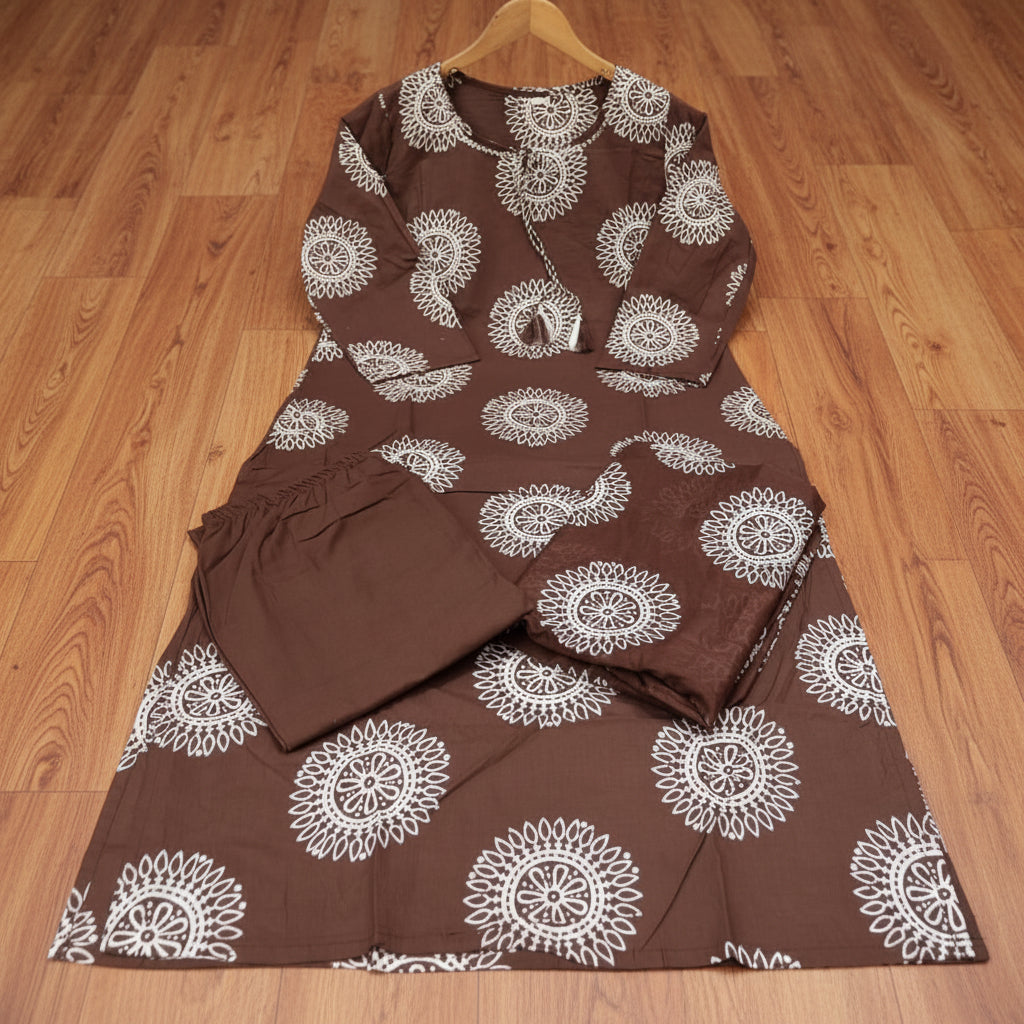 Majestic Plum Cotton Kurti Set