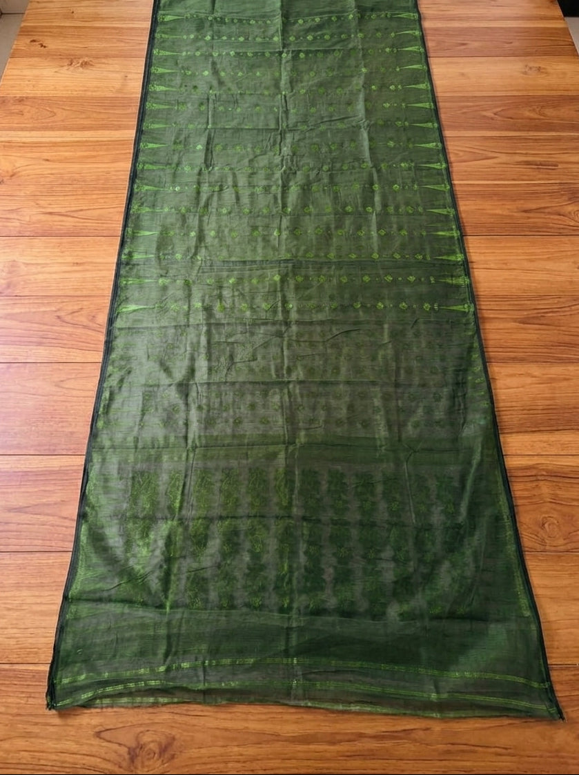 Suranjali Bengal Jamdani Saree (Green)