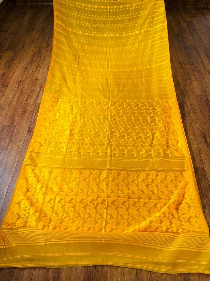 Shatarupa Bengal Jamdani Saree (Yellow Self)