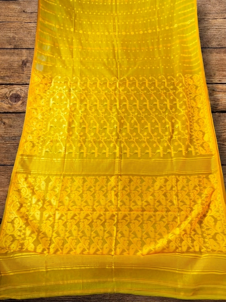Shatarupa Bengal Jamdani Saree (Yellow Self)