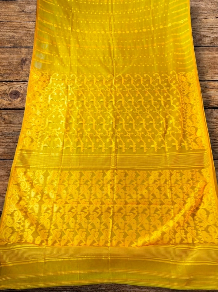Shatarupa Bengal Jamdani Saree (Yellow Self)