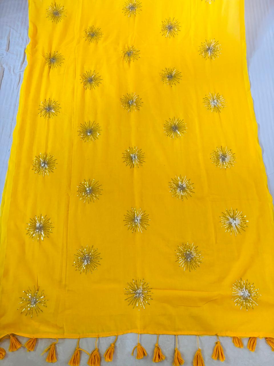 Stole My Heart Sequins Work Mul Cotton Saree