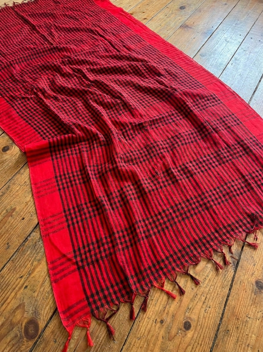 Vermilion Weave  Cotton Saree
