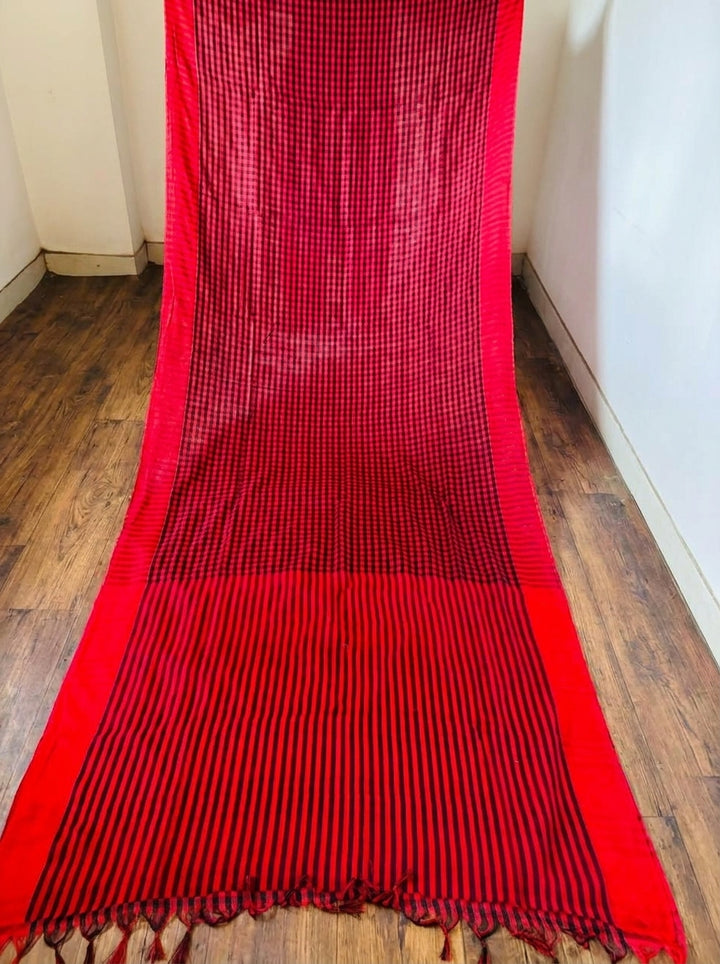 Vermilion Weave  Cotton Saree