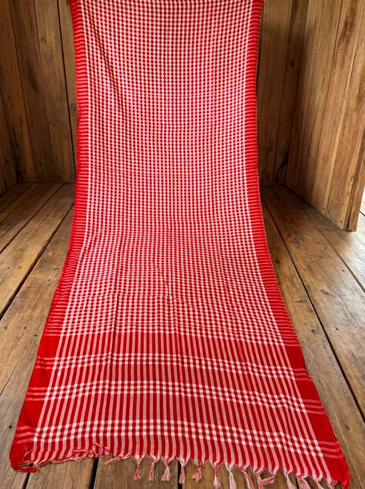 Vermilion Weave  Cotton Saree
