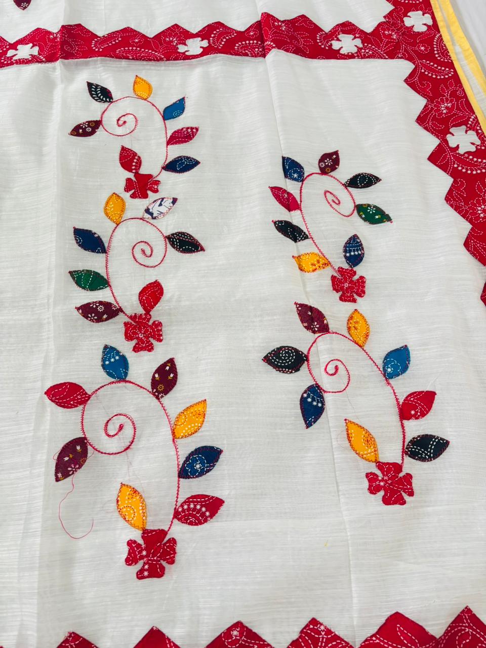 Garden Reverie Khadi Linen Saree