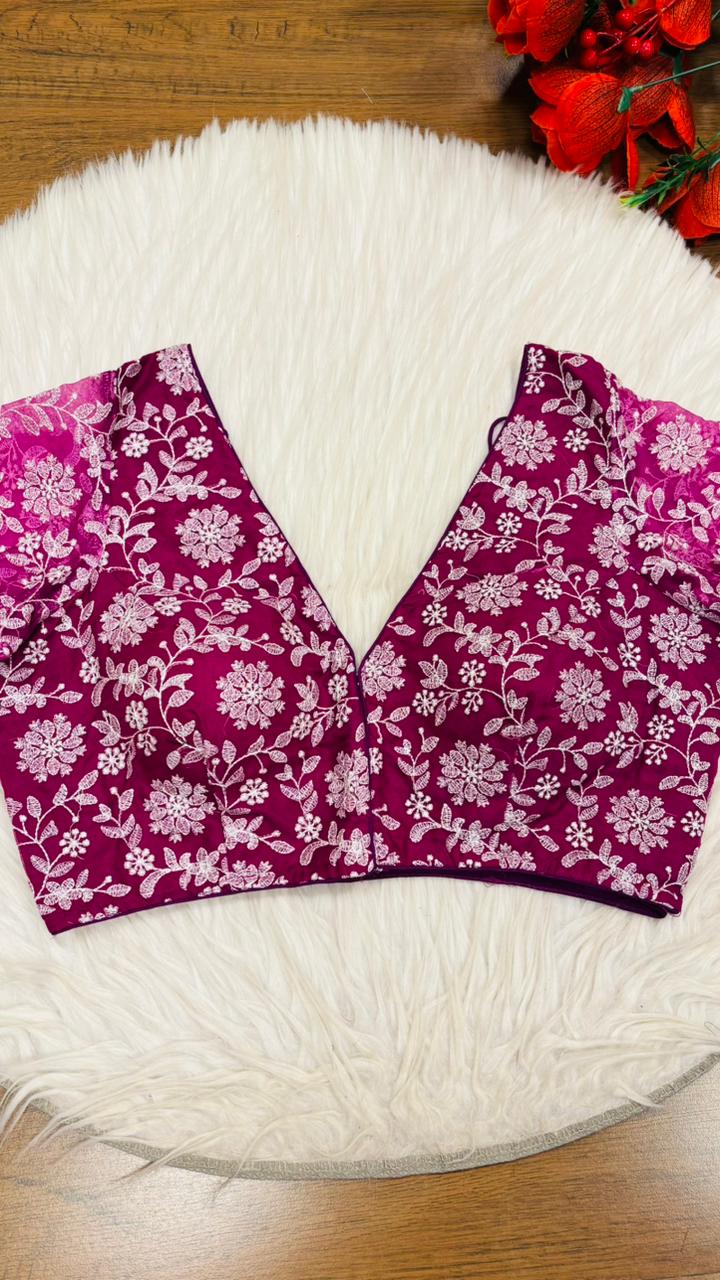 Floral Reverie Threads Organza Blouse