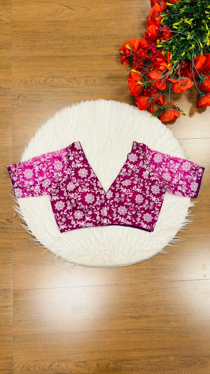Floral Reverie Threads Organza Blouse