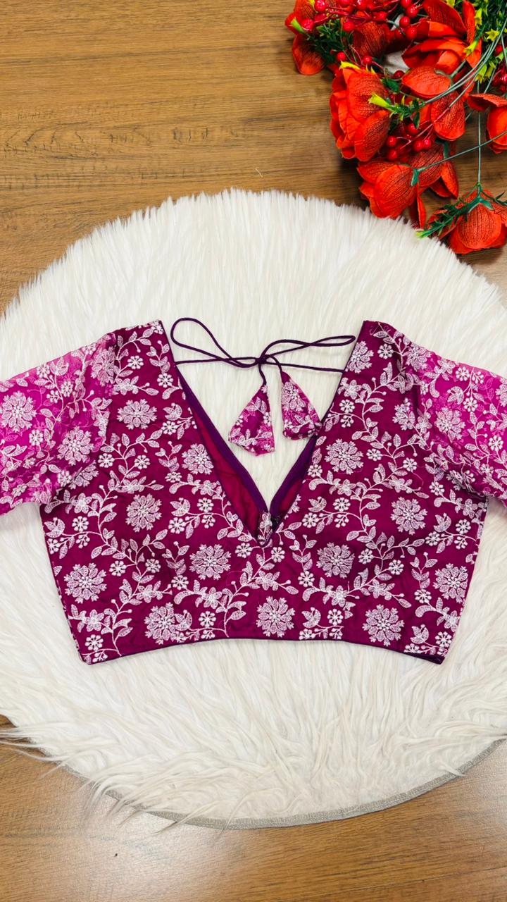 Floral Reverie Threads Organza Blouse