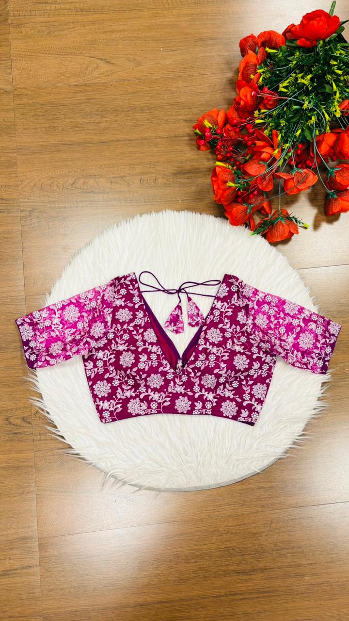 Floral Reverie Threads Organza Blouse