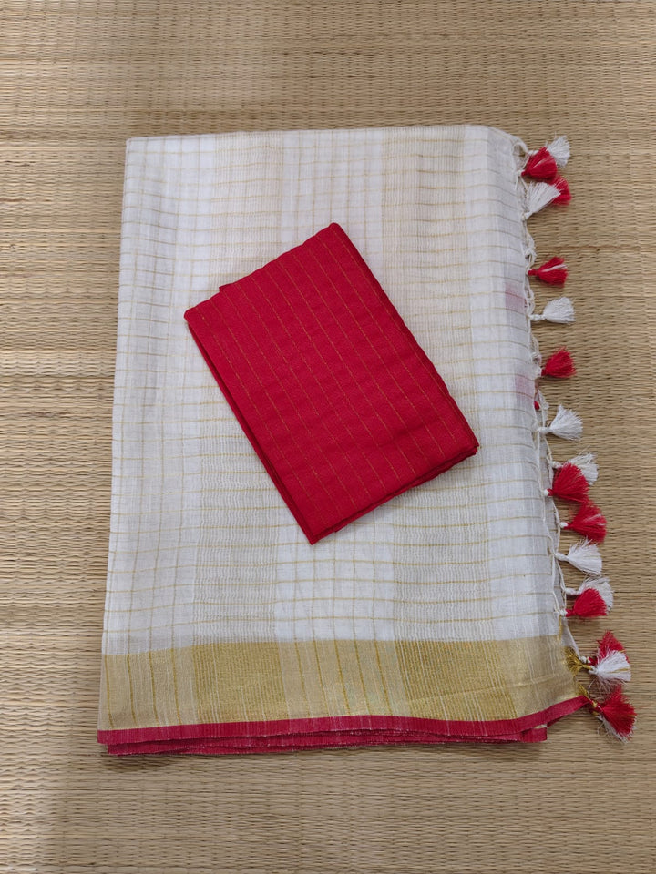 Swarnarekha Pure Linen Saree