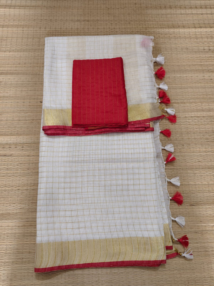 Swarnarekha Pure Linen Saree