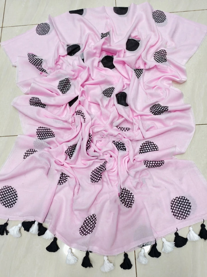 Meadow Dots Mul Cotton Saree