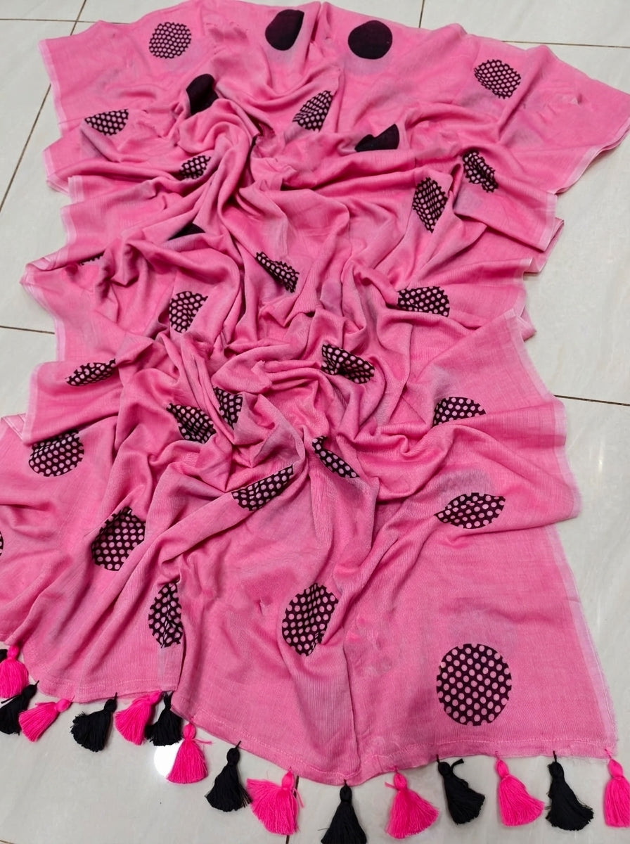 Meadow Dots Mul Cotton Saree