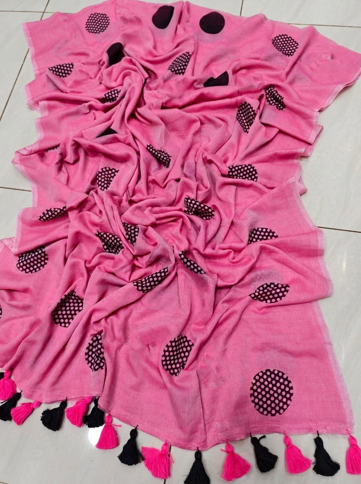 Meadow Dots Mul Cotton Saree
