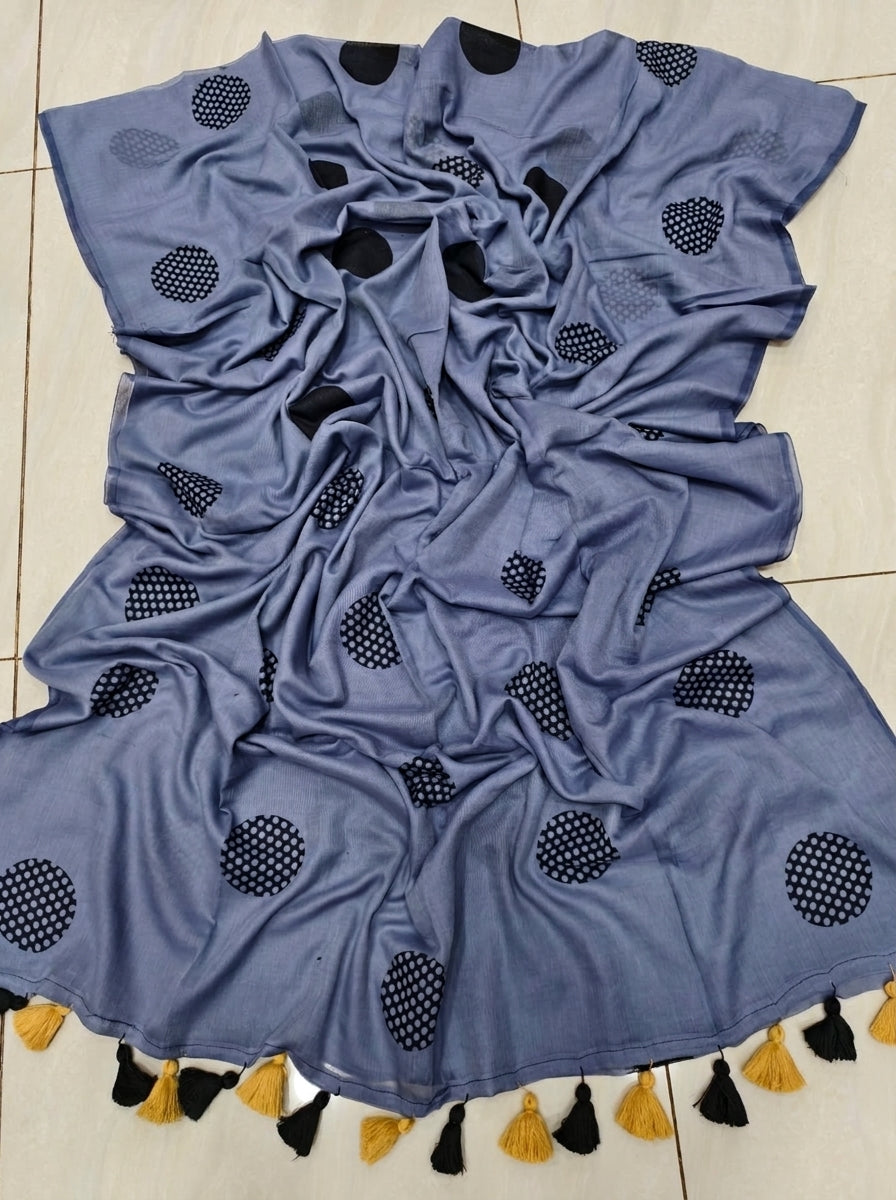 Meadow Dots Mul Cotton Saree
