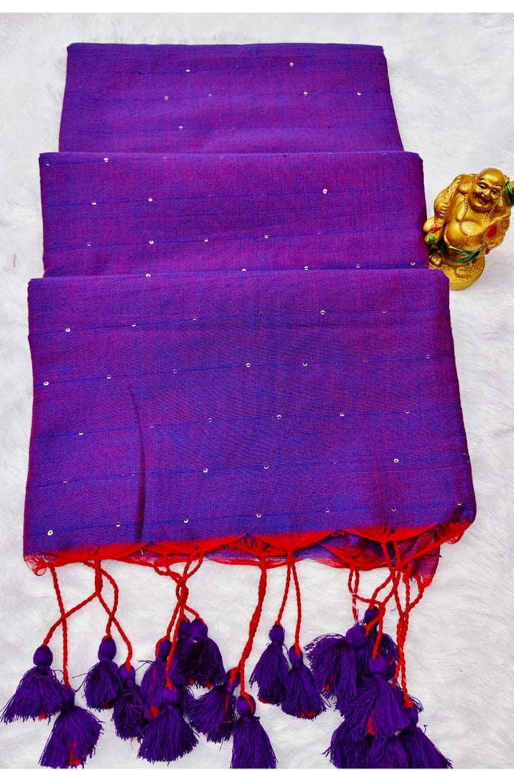 Kumkum Kavya  Khadi Cotton Sequence Saree